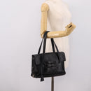 PRADA Tote Bag Leather Black Silver Auth BA16052A-28