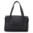 PRADA Tote Bag Leather Black Silver Auth BA16052A-2