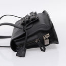 PRADA Tote Bag Leather Black Silver Auth BA16052A-3