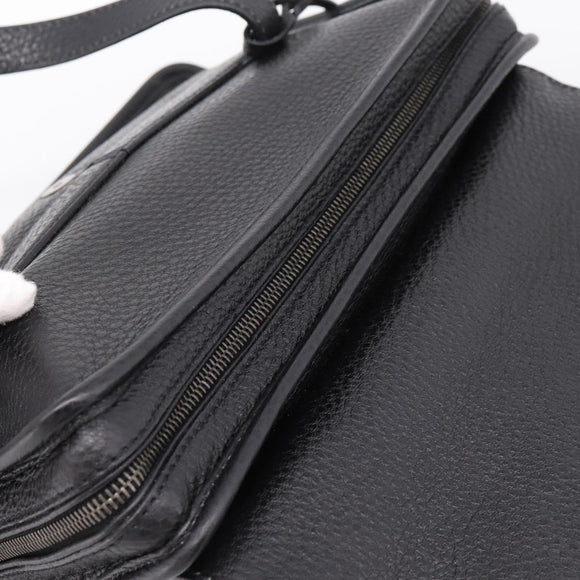PRADA Tote Bag Leather Black Silver Auth BA16052A