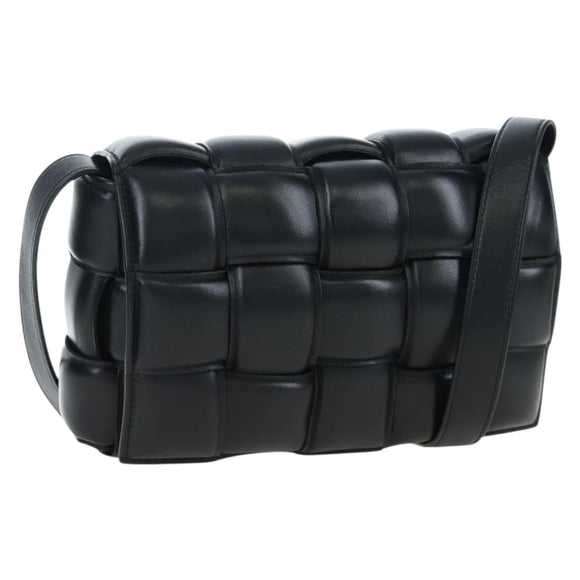 Bottega Veneta MAXI INTRECCIATO Padded Cassette Bag Leather Black Auth BA16053V