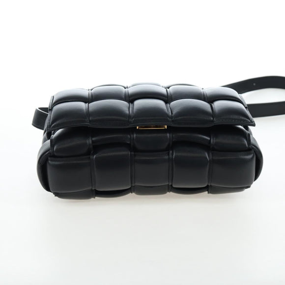Bottega Veneta MAXI INTRECCIATO Padded Cassette Bag Leather Black Auth BA16053V