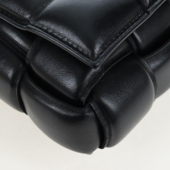 Bottega Veneta MAXI INTRECCIATO Padded Cassette Bag Leather Black Auth BA16053V