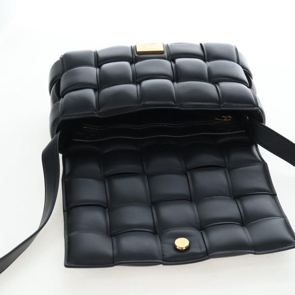 Bottega Veneta MAXI INTRECCIATO Padded Cassette Bag Leather Black Auth BA16053V