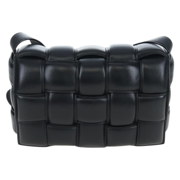 Bottega Veneta MAXI INTRECCIATO Padded Cassette Bag Leather Black Auth BA16053V