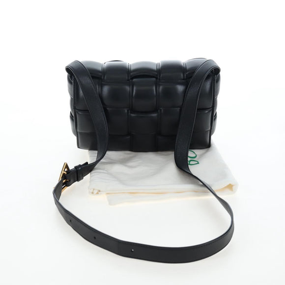 Bottega Veneta MAXI INTRECCIATO Padded Cassette Bag Leather Black Auth BA16053V