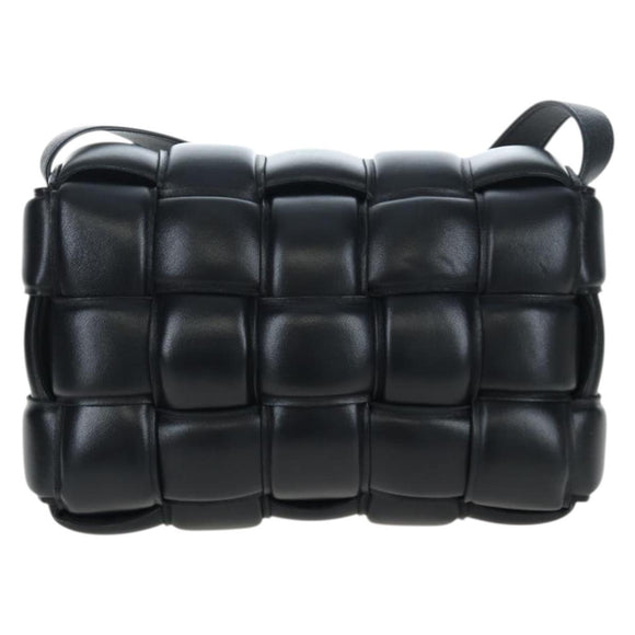 Bottega Veneta MAXI INTRECCIATO Padded Cassette Bag Leather Black Auth BA16053V