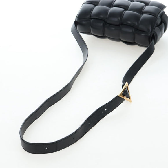 Bottega Veneta MAXI INTRECCIATO Padded Cassette Bag Leather Black Auth BA16053V