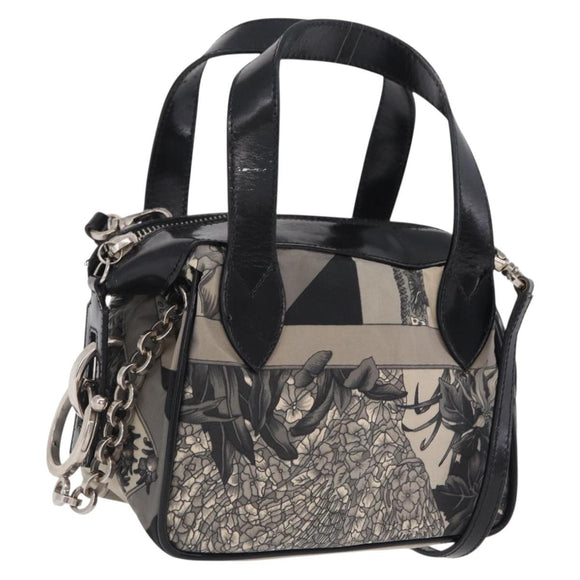 Salvatore Ferragamo Hand Bag Canvas 2way Gray Silver Auth BA16055