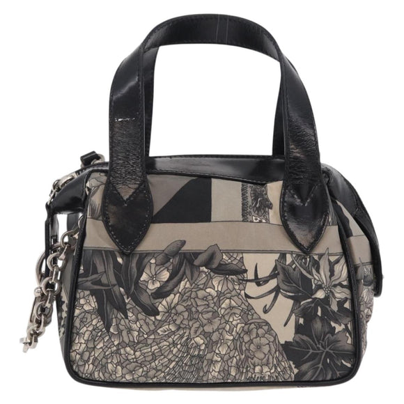 Salvatore Ferragamo Hand Bag Canvas 2way Gray Silver Auth BA16055