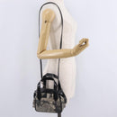 Salvatore Ferragamo Hand Bag Canvas 2way Gray Silver Auth BA16055-24