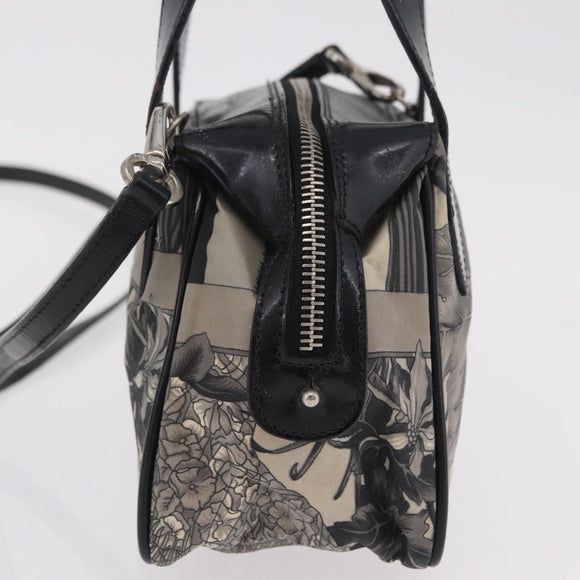 Salvatore Ferragamo Hand Bag Canvas 2way Gray Silver Auth BA16055