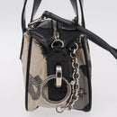 Salvatore Ferragamo Hand Bag Canvas 2way Gray Silver Auth BA16055-5