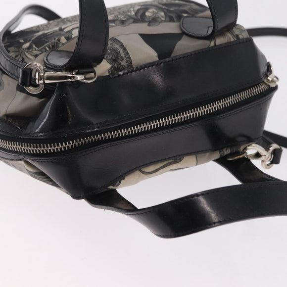 Salvatore Ferragamo Hand Bag Canvas 2way Gray Silver Auth BA16055