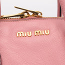 Miu Miu Hand Bag Leather 2way Pink Gold Auth BA16056A-22