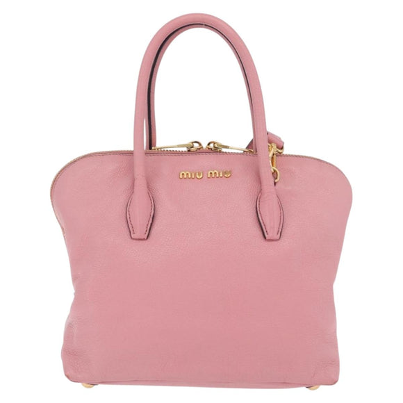 Miu Miu Hand Bag Leather 2way Pink Gold Auth BA16056A