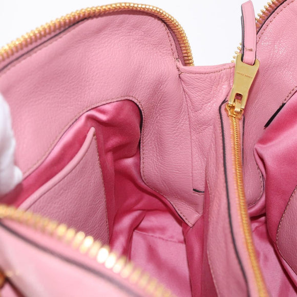Miu Miu Hand Bag Leather 2way Pink Gold Auth BA16056A