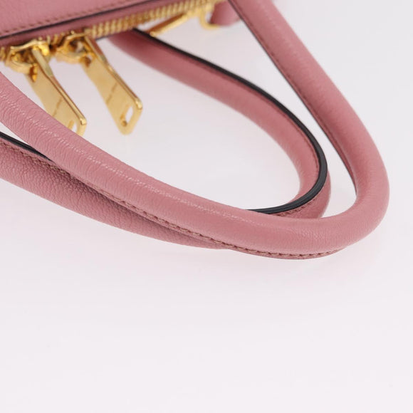 Miu Miu Hand Bag Leather 2way Pink Gold Auth BA16056A