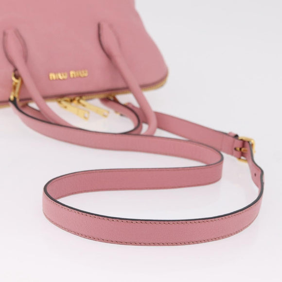 Miu Miu Hand Bag Leather 2way Pink Gold Auth BA16056A