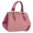 Miu Miu Hand Bag Leather 2way Pink Gold Auth BA16057A-1