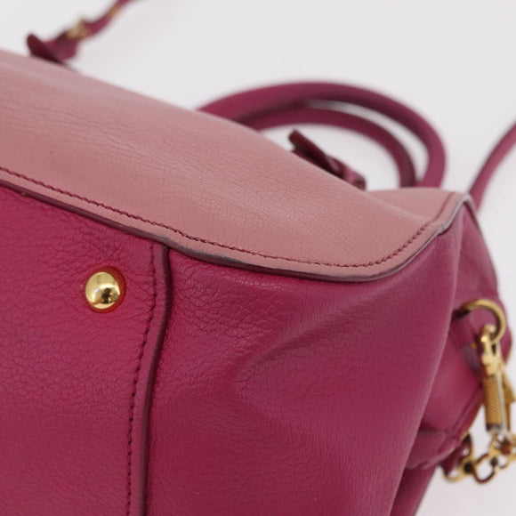 Miu Miu Hand Bag Leather 2way Pink Gold Auth BA16057A