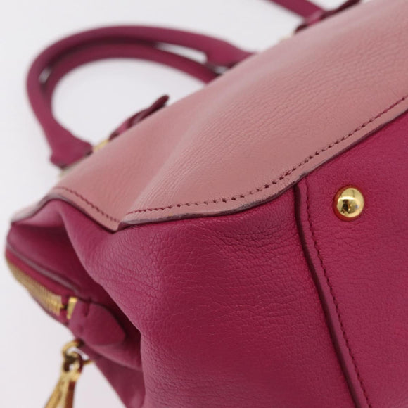 Miu Miu Hand Bag Leather 2way Pink Gold Auth BA16057A