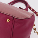 Miu Miu Hand Bag Leather 2way Pink Gold Auth BA16057A-22