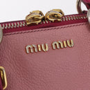 Miu Miu Hand Bag Leather 2way Pink Gold Auth BA16057A-23