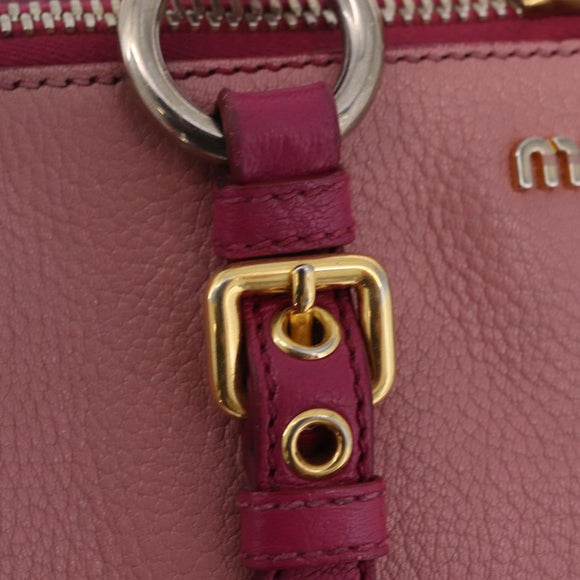 Miu Miu Hand Bag Leather 2way Pink Gold Auth BA16057A