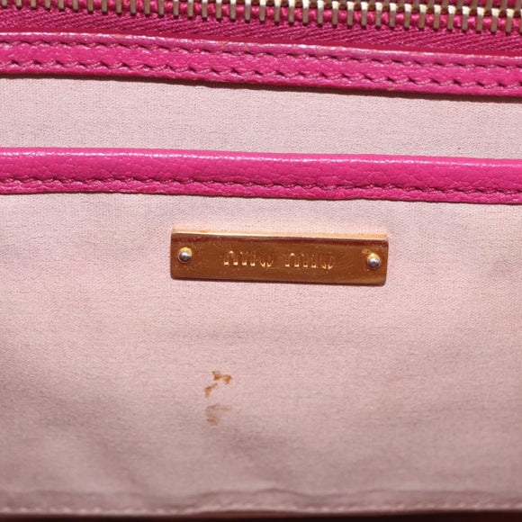 Miu Miu Hand Bag Leather 2way Pink Gold Auth BA16057A