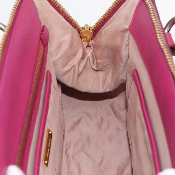 Miu Miu Hand Bag Leather 2way Pink Gold Auth BA16057A