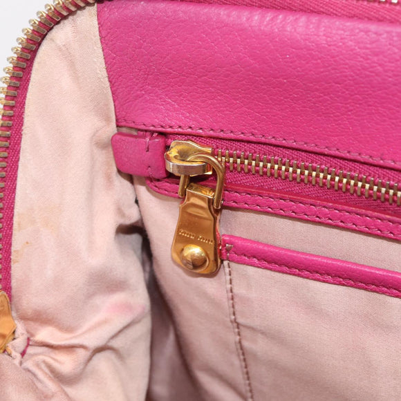 Miu Miu Hand Bag Leather 2way Pink Gold Auth BA16057A