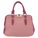 Miu Miu Hand Bag Leather 2way Pink Gold Auth BA16057A-2