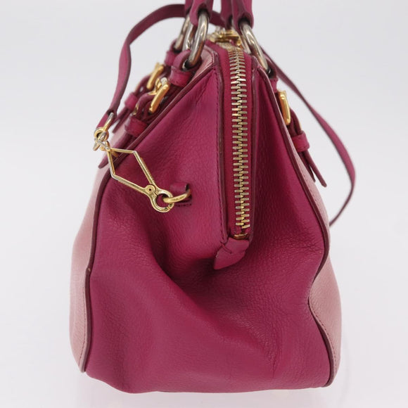 Miu Miu Hand Bag Leather 2way Pink Gold Auth BA16057A