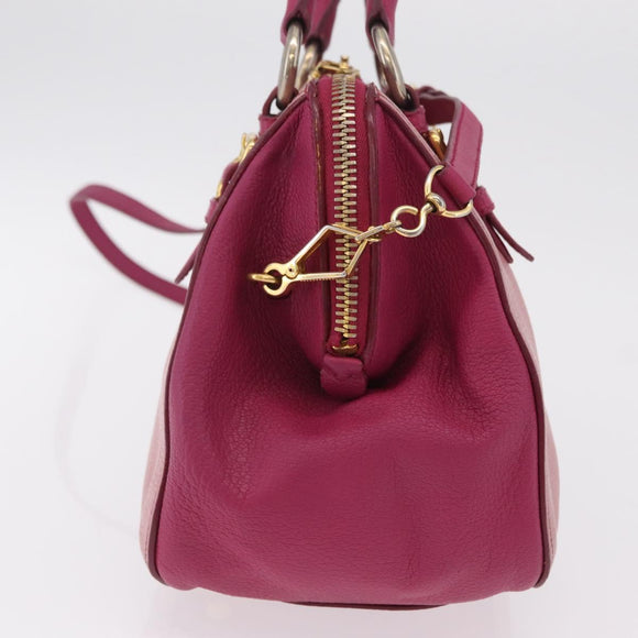 Miu Miu Hand Bag Leather 2way Pink Gold Auth BA16057A