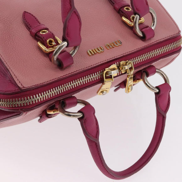 Miu Miu Hand Bag Leather 2way Pink Gold Auth BA16057A