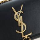 Saint Laurent Chain Shoulder Bag Leather Black Gold Auth BA16060V-20
