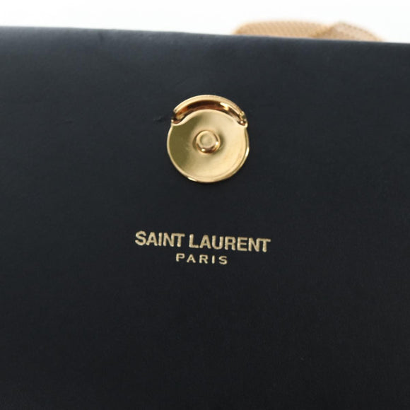 Saint Laurent Chain Shoulder Bag Leather Black Gold Auth BA16060V