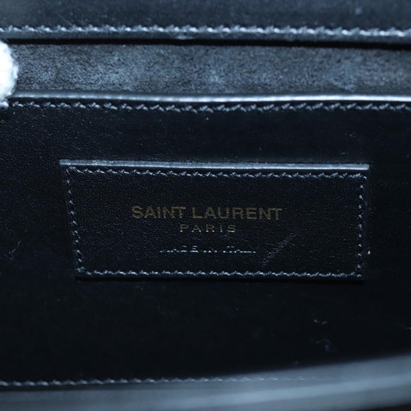 Saint Laurent Chain Shoulder Bag Leather Black Gold Auth BA16060V
