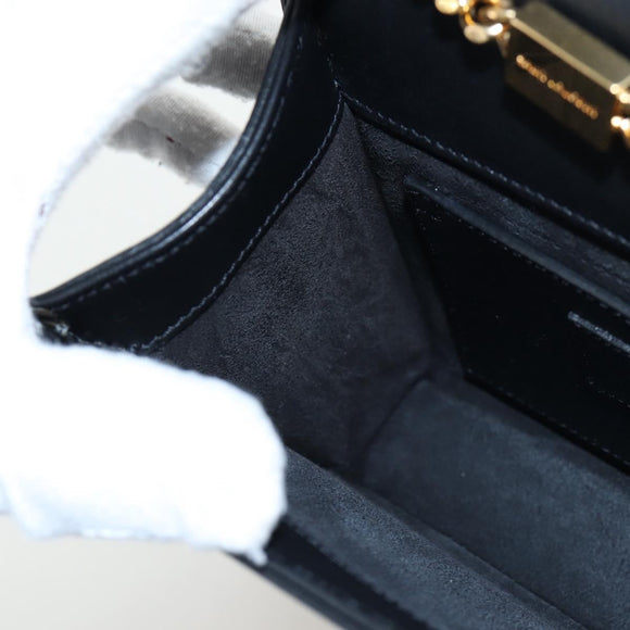 Saint Laurent Chain Shoulder Bag Leather Black Gold Auth BA16060V