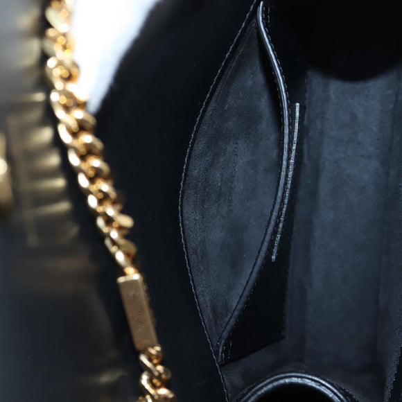 Saint Laurent Chain Shoulder Bag Leather Black Gold Auth BA16060V