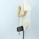 Saint Laurent Chain Shoulder Bag Leather Black Gold Auth BA16060V-27