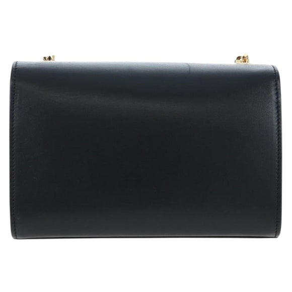 Saint Laurent Chain Shoulder Bag Leather Black Gold Auth BA16060V