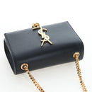 Saint Laurent Chain Shoulder Bag Leather Black Gold Auth BA16060V-6