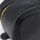 CHANEL Vanity Cosmetic Pouch Caviar Skin Black Gold CC Auth BA16061V-11