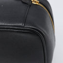 CHANEL Vanity Cosmetic Pouch Caviar Skin Black Gold CC Auth BA16061V-12