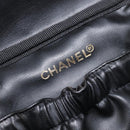 CHANEL Vanity Cosmetic Pouch Caviar Skin Black Gold CC Auth BA16061V-16