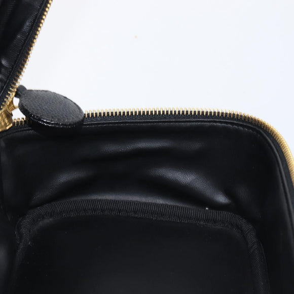 CHANEL Vanity Cosmetic Pouch Caviar Skin Black Gold CC Auth BA16061V