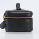 CHANEL Vanity Cosmetic Pouch Caviar Skin Black Gold CC Auth BA16061V-5