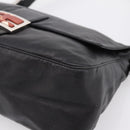 FENDI Mamma Baguette Shoulder Bag Leather Black Silver Auth BA16062V-10